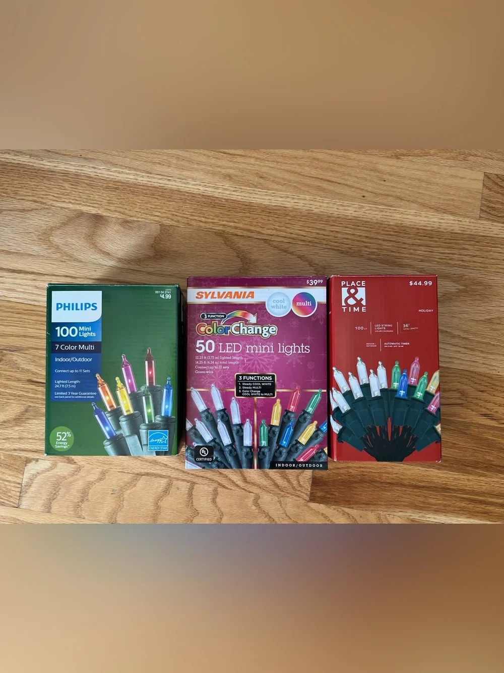 3 Sets of Christmas / Holiday Lights – Philips, Sylvania & Place & Time